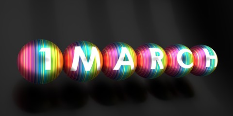 St Davids Day greeting card design. 3D rendering. 1 march calendar data