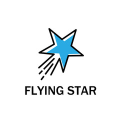 Flying star logo with simple flat line style