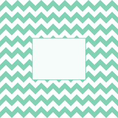 Frame with green and white zigzag. Geometric background. Vector illustration.