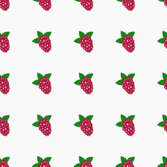 Seamless pattern with raspberries. Berry background. Vector illustration.