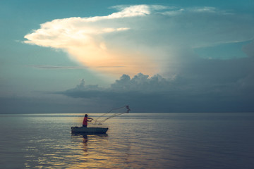 Fisherman at work on lake Nicaragua