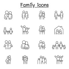 Family icon set in thin line style © North