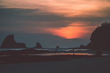 Sunset over Pacific beach