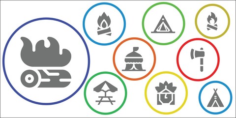 Modern Simple Set of camp Vector filled Icons