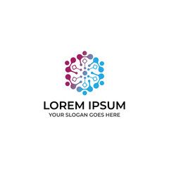 Modern geometric bio technology  logo design template vector eps