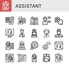 assistant simple icons set