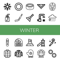 winter simple icons set