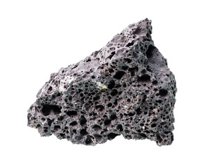 rough black pumice rock cutout on white