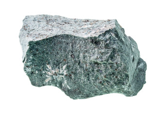 unpolished tinguaite rock cutout on white