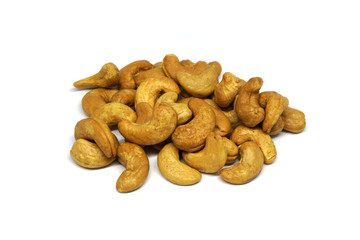 Cashew nut isolated white background - healthy nutrients  food concept 
