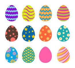 Collection of colorful easter eggs vector set isolated on white background - Vector illustration