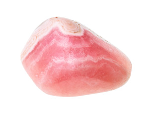 polished rhodochrosite gem stone cutout on white