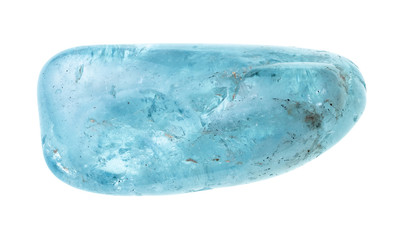 polished aquamarine (blue beryl) gem stone cutout