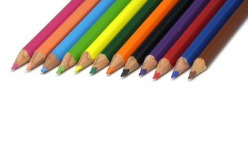 Colorful pencil or crayon for drawing isolated white background ,  Back to school concept  and copy space