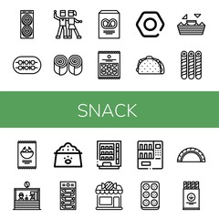 snack simple icons set