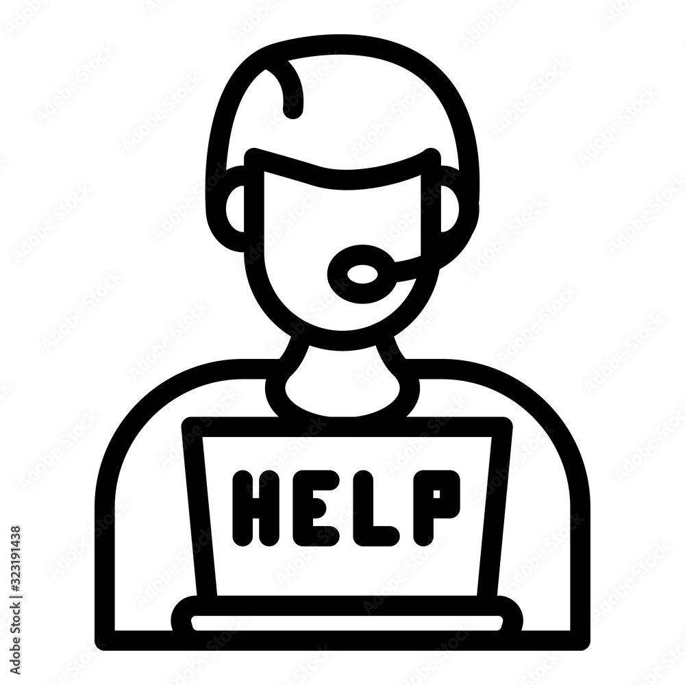 Poster help service center icon. outline help service center vector icon for web design isolated on white b