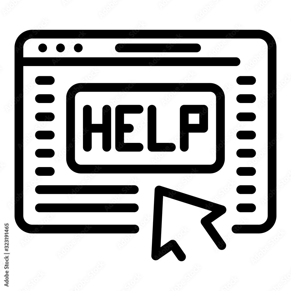 Poster online help page icon. outline online help page vector icon for web design isolated on white backgro