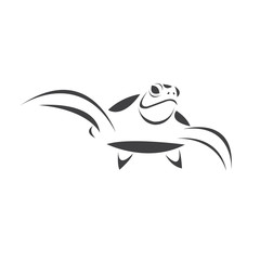 Vector of turtle Black design on a white background. Reptile. Animals. Sea creatures. illustration.