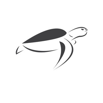 Vector of turtle Black design on a white background. Reptile. Animals. Sea creatures. illustration.