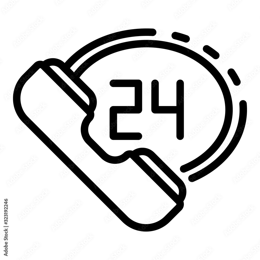 Poster 24 hour helpline icon. outline 24 hour helpline vector icon for web design isolated on white backgro