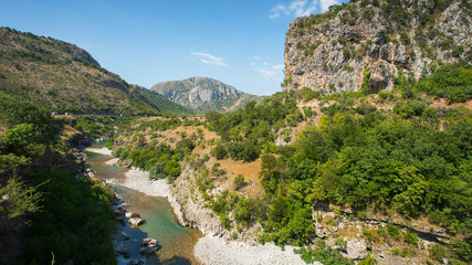 Fototapeta na wymiar Mountain river, which is located in the canyon gorge in Montenegro.