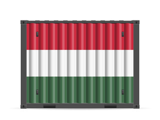 Fototapeta na wymiar Cargo container Hungary flag