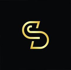 Outstanding professional elegant trendy awesome artistic black and gold color SD DS initial based Alphabet icon logo.