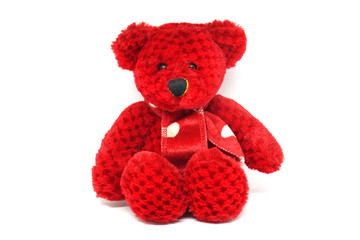 Object - Red Teddy Bear isolated white background - for christmas and new year