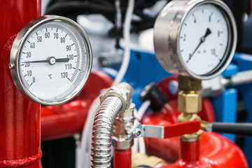 pressure manometer for measuring installed in water or gas systems. focus on the pressure...
