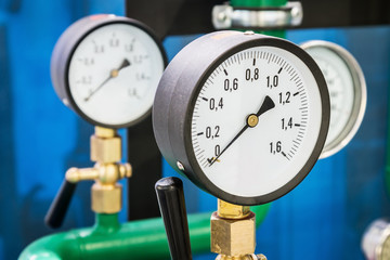 pressure manometer for measuring installed in water or gas systems. focus on the pressure...
