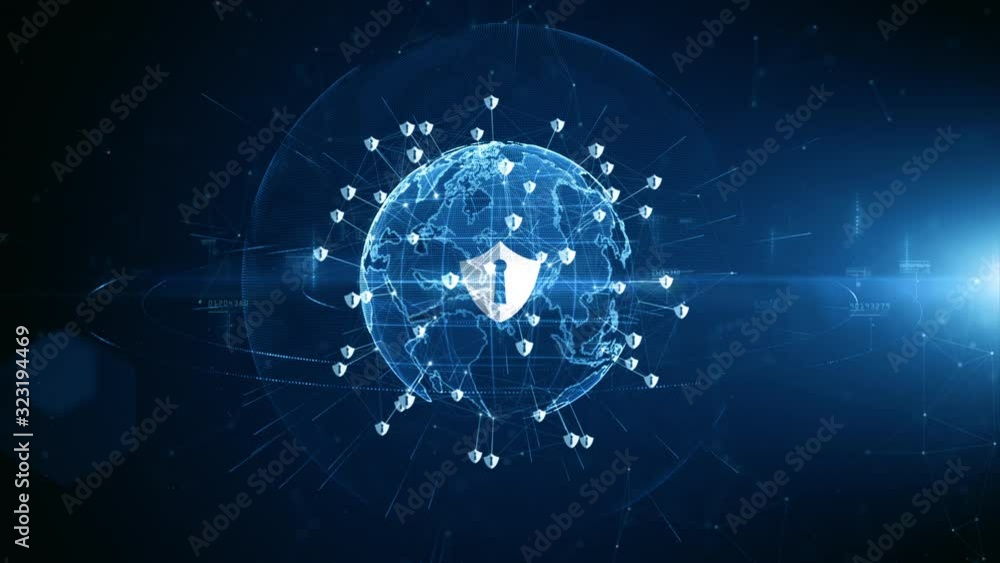Aufkleber shield icon cyber security, digital data network protection, future technology digital data network 