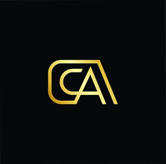 Outstanding professional elegant trendy awesome artistic black and gold color CA AC initial based Alphabet icon logo.