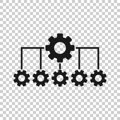Improvement icon in flat style. Gear project vector illustration on white isolated background. Productivity business concept.