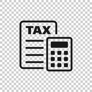 Tax Payment Icon In Flat Style. Budget Invoice Vector Illustration On White Isolated Background. Calculate Document Business Concept.