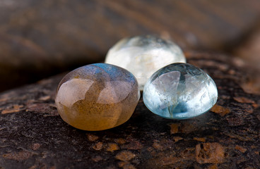 Round cut labradorite mineral gemstones.