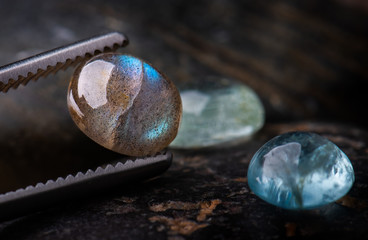 Round cut labradorite mineral gemstones.