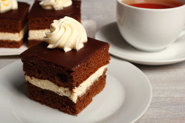 Cream Pie. Chocolate Sponge Cake filled with whipped cream.