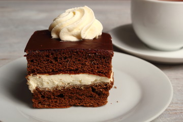 Cream Pie. Chocolate Sponge Cake filled with whipped cream.