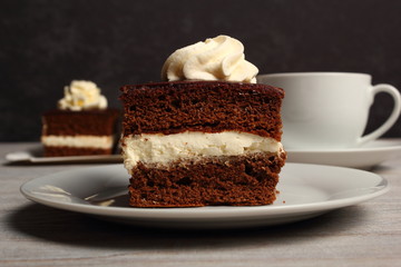 Cream Pie. Chocolate Sponge Cake filled with whipped cream.
