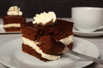 Cream Pie. Chocolate Sponge Cake filled with whipped cream.