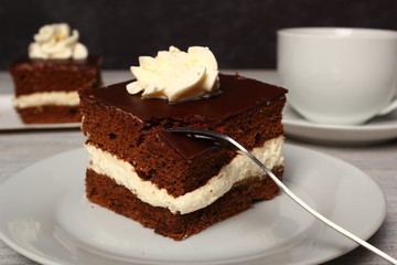 Cream Pie. Chocolate Sponge Cake filled with whipped cream.