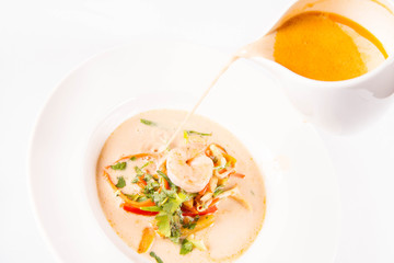 Thai soup with tiger shrimp and vegetable
