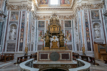 Panoramic view of interior of Basilica di Santa Maria Maggiore