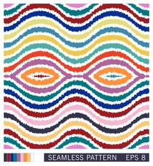 Seamless pattern with wavy grunge lines. Bright striped background.