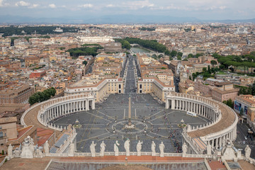 Panoramic view on the St. Peter's square and city of Rome
