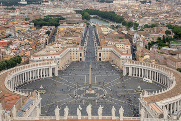 Fototapeta na wymiar Panoramic view on the St. Peter's Square and city of Rome