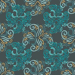 Abstract bright trendy floral pattern for fabric or paper, vector seamless pattern.