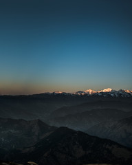 Sunset in the mountains, Uttarakhand, India