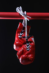 Red boxing gloves in the ring