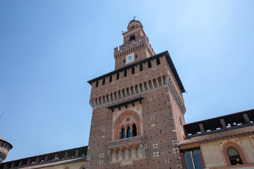 Panoramic view of exterior of Sforza Castle